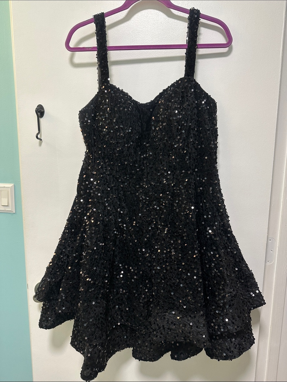 Women’s Sequin Short Homecoming Dress Tiered Cocktail Party Dress size 18